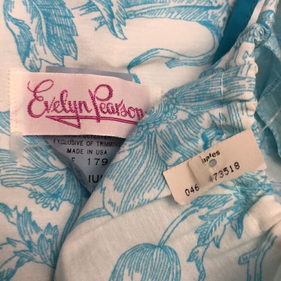 Vintage Evelyn Pearson blue floral print dressing nightgown size medium - Picture 9 of 11